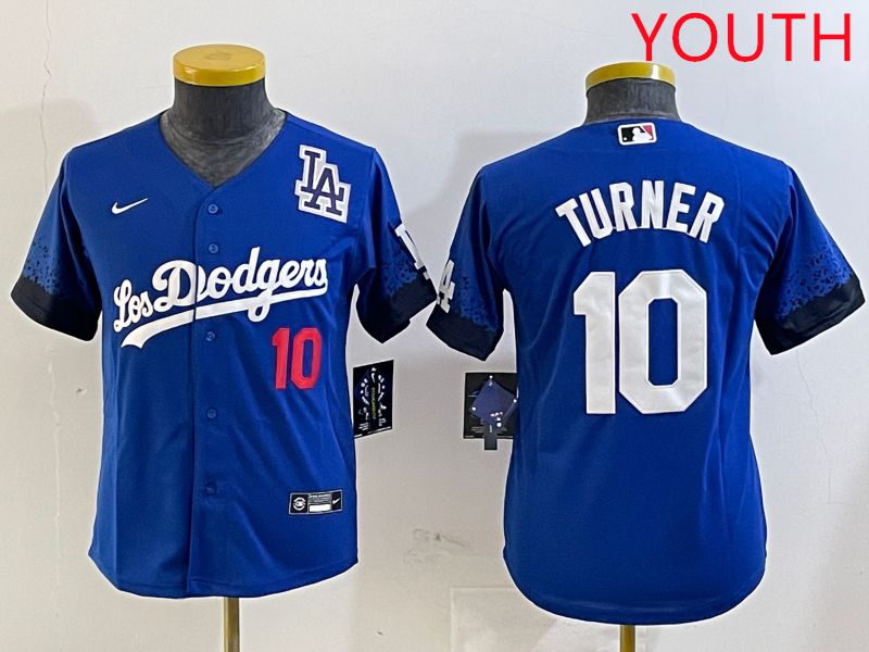 Youth Los Angeles Dodgers #10 Turner Blue City Edition 2025 Nike MLB Jersey style 7->youth mlb jersey->Youth Jersey